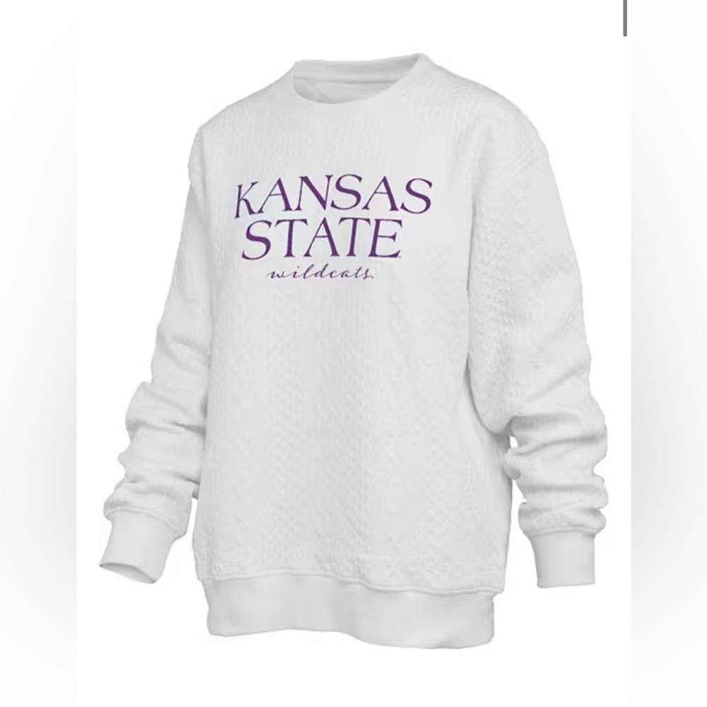 PRESSBOX K-STATE WILDCATS WOMENS IVORY CHAMPAGNE BRANDBERG CREW SWEATSHIRT